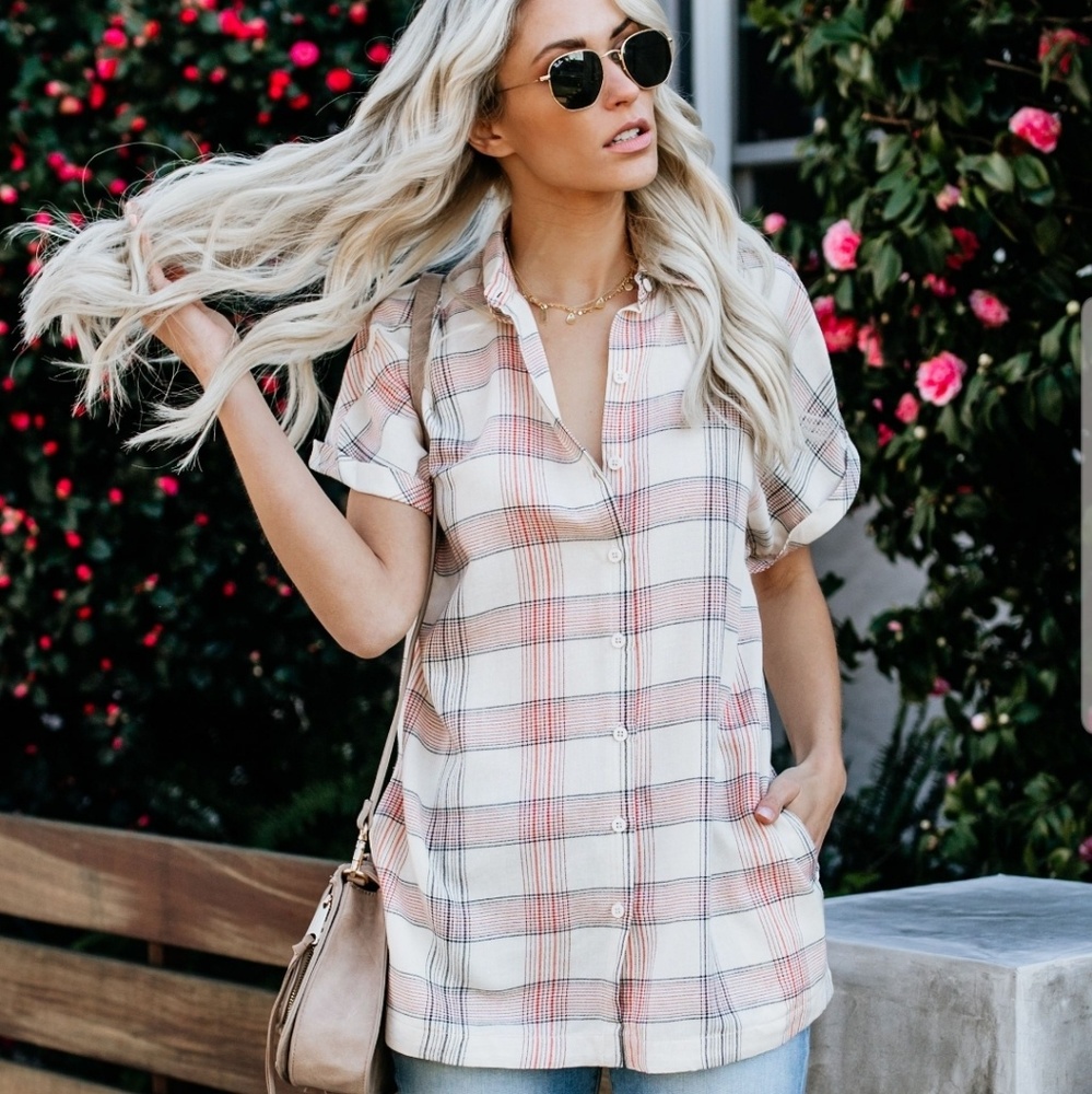 Plaid Tunic Classic Top Blouse